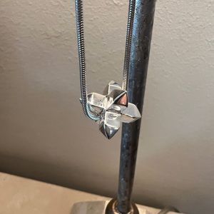 MIGNON FAGET SOLID 925 PYLON NECKLACE 24” Snake Ch & PYLON STUD EARRINGS RARE